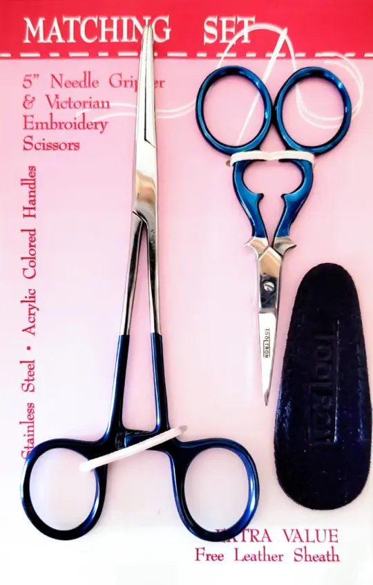 Matching Set 5in Needle Gripper & Embroidery Scissors w/sheath