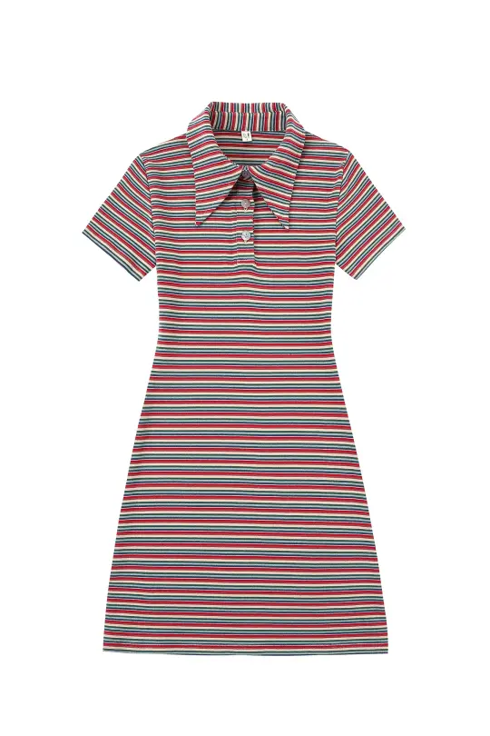 Monsanto Stripe Polo Cotton Mini Dress