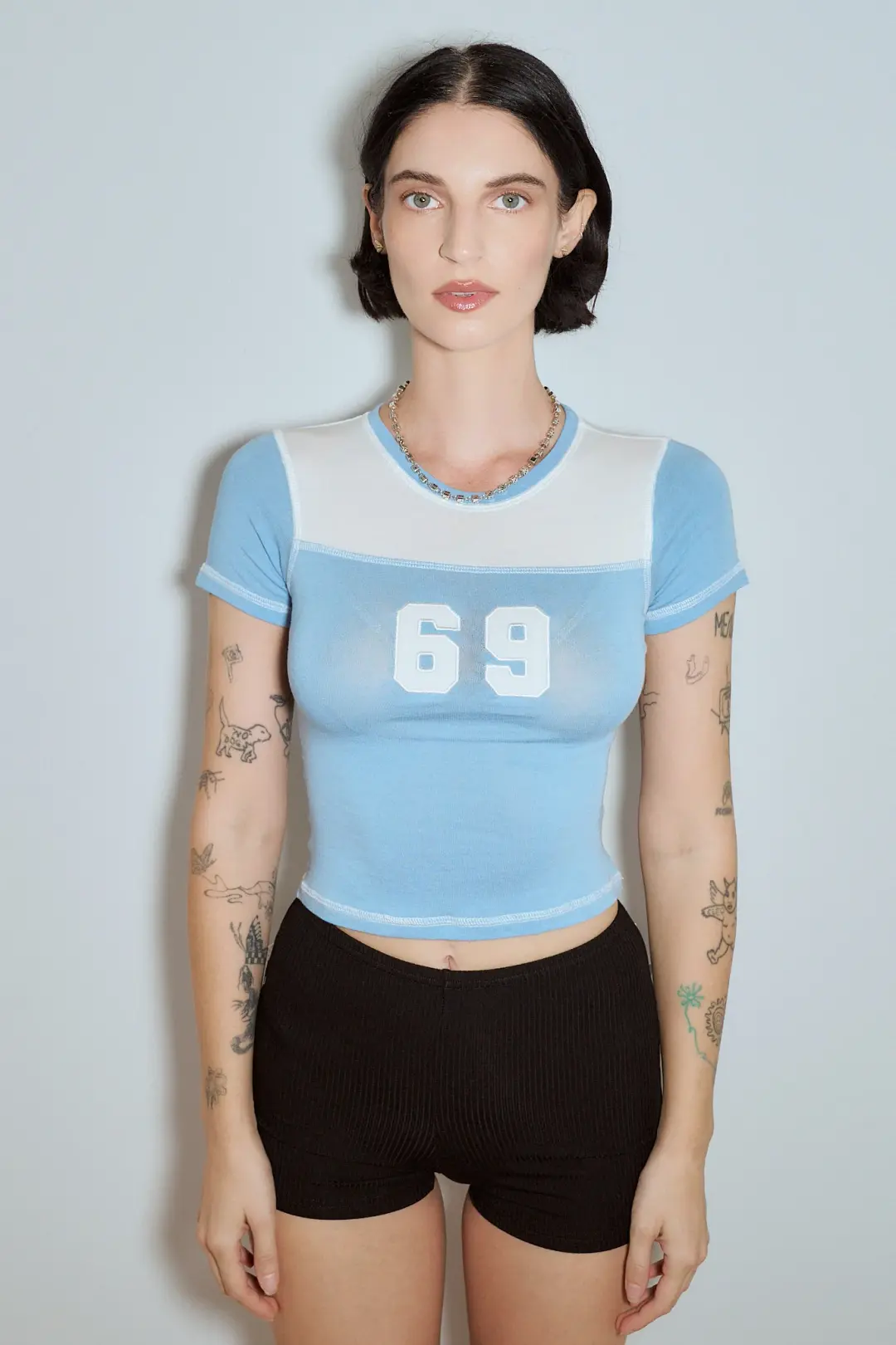 69 Wet T-shirt Contest Varsity Baby Tee Cloud