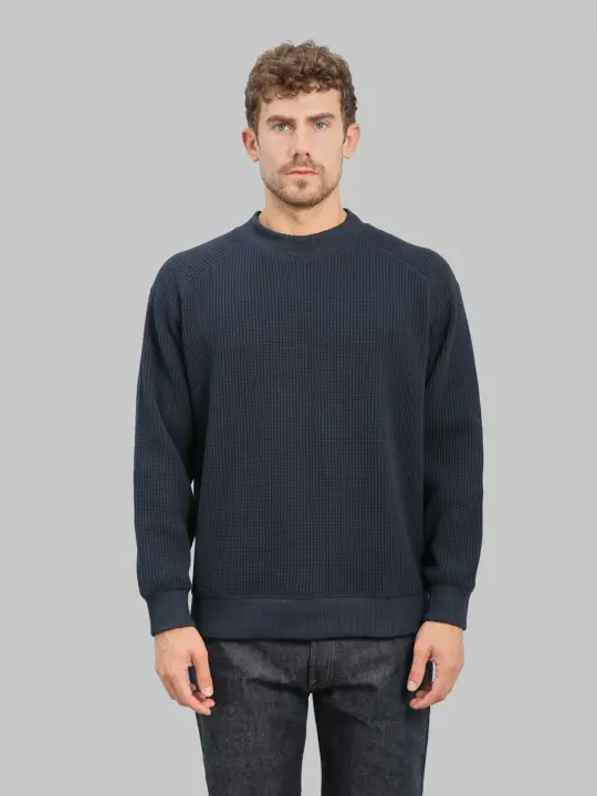 Jackman Waffle Midneck Sweater Dark Navy 2026