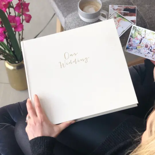 Large Linen Wedding Photo Album Embossed With 'Our Wedding'