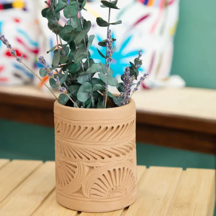 Natural Clay Carved Planter