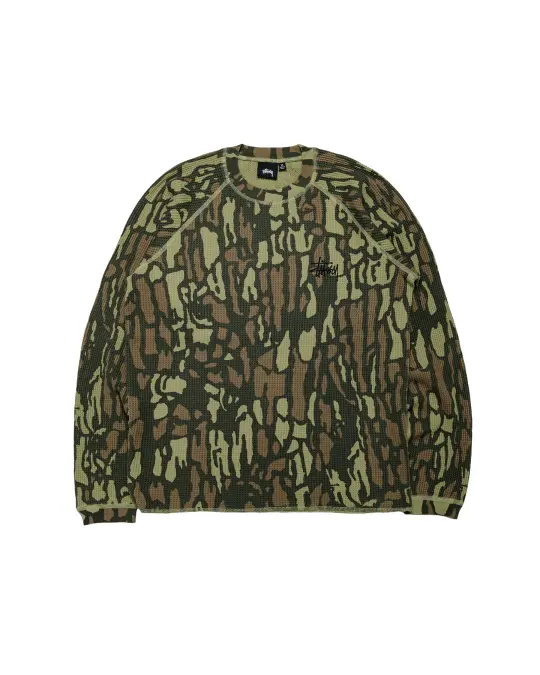 Stüssy Basic Stock Raglan Thermal Tree Bark Camo