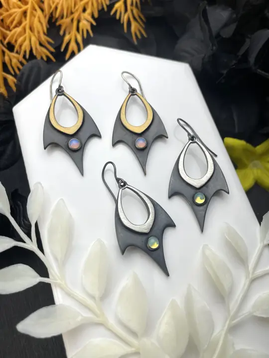 Twin Flame Earrings in Bronze or Silver - 4 pairs left