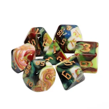 Secret Garden Dice Set – 7-Piece Bright Colorful Marbled Earthen DnD Dice