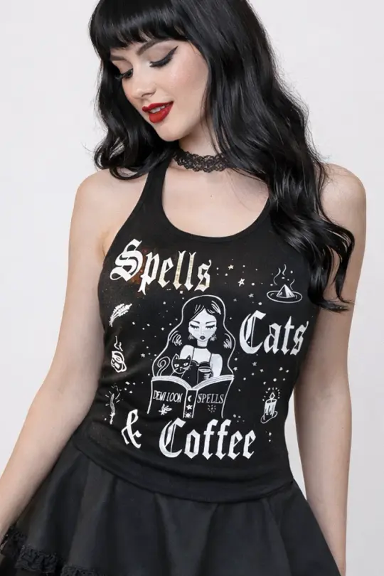 Spells Cats & Coffee Graphic Tank