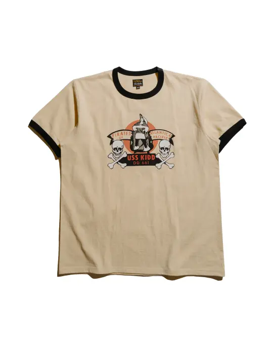 The Real McCoy's MC25005 Military Tee / USS Kidd Ecru/Black