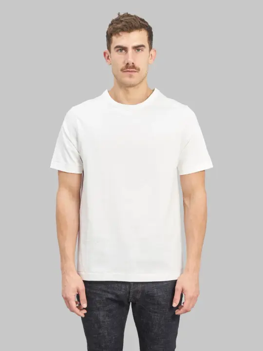 Merz b. Schwanen 214 2-Thread Heavyweight 7.2oz Crewneck Loopwheeled Relaxed Fit T-Shirt White