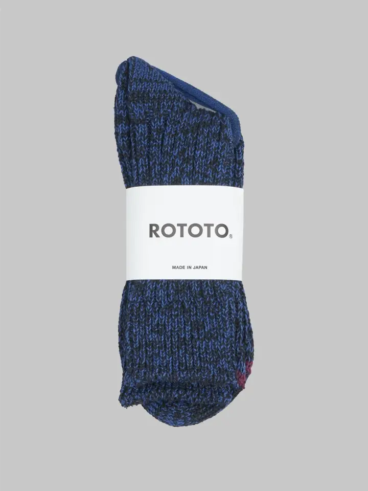 ROTOTO Recycle Cotton Ribbed Crew Socks Black/Blue