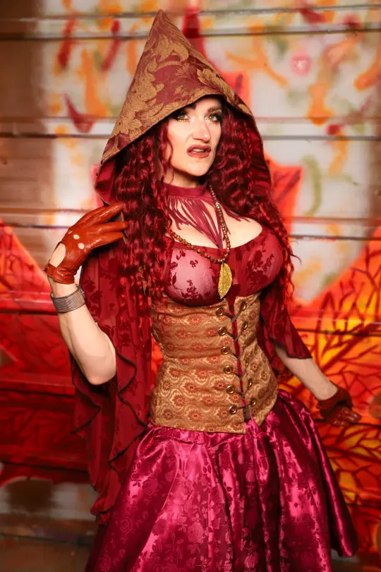 Petite Vixen in Garnet & Gold Tapestry/ Hooded Varient - The Sensual Solstice Collection