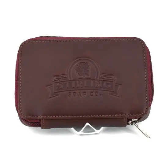 Premium Leather Razor/Blade Case - Burgundy