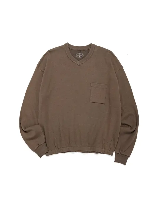 Old Joe V-Neck Silk Nep Ribed Tops Bark