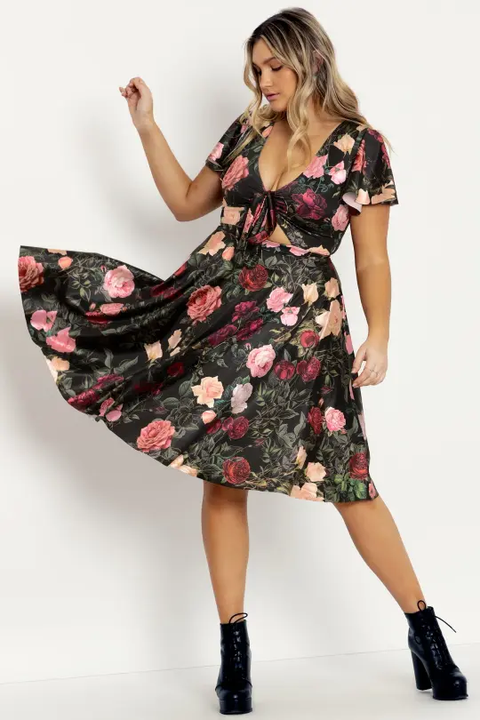 Dark Roses Rio Midi Dress