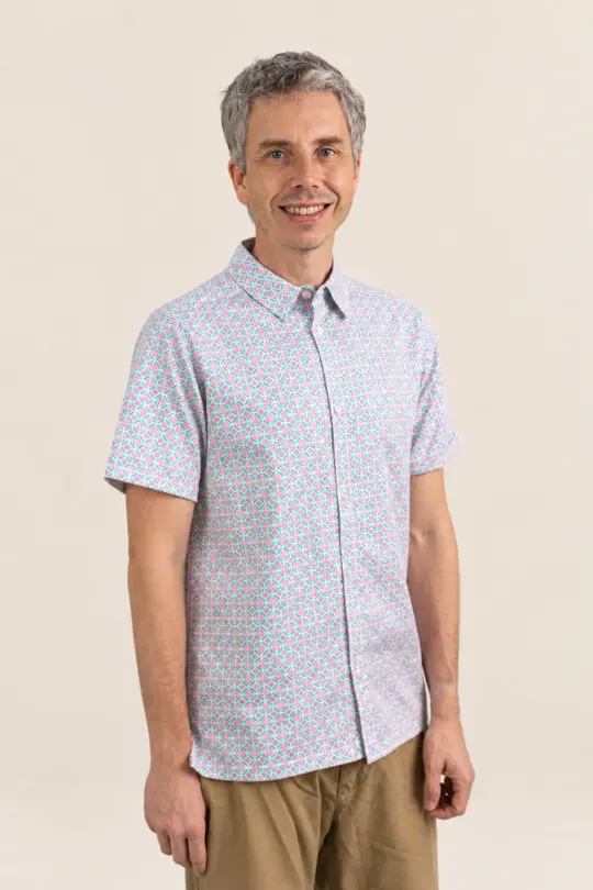 Men's Shirt - Pink Teal Mosaic