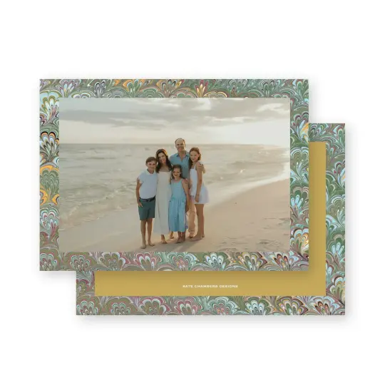 Marbled border landscape Let your heart be Light  "Merry Christmas " Holiday Card