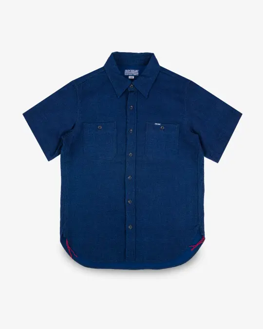 5oz Double Gauze Short Sleeved Work Shirt - Indigo