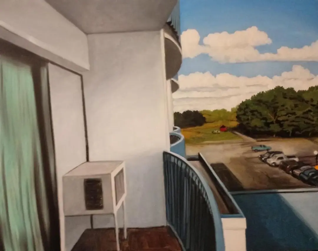 "Cheap Hotel Balcony" oil painting