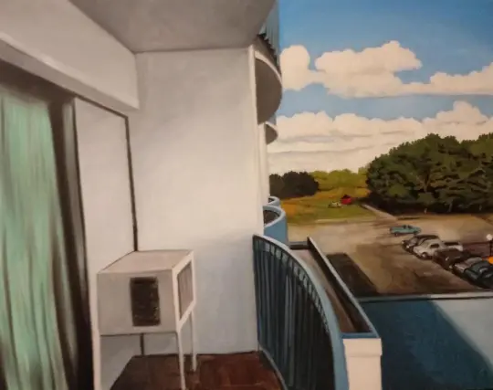 "Cheap Hotel Balcony" oil painting