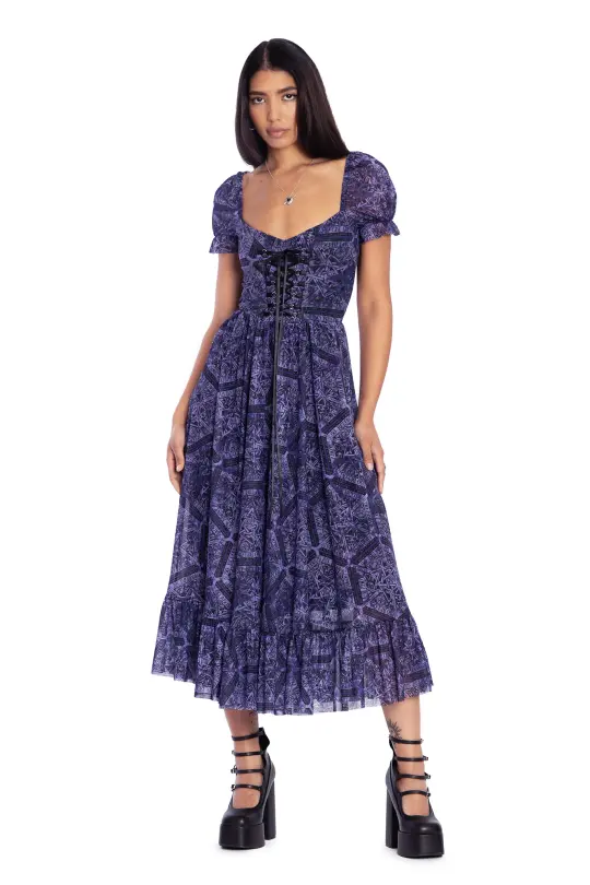 As Above So Below Sheer Corseted Midaxi Dress