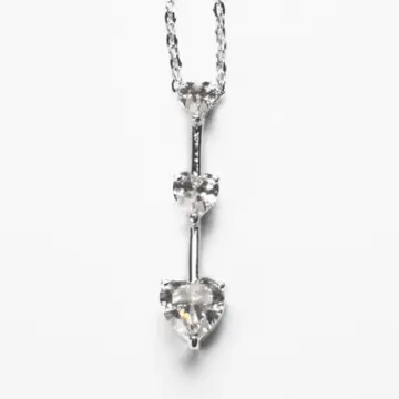 Sterling Silver Tri-Crystal Heart Necklace