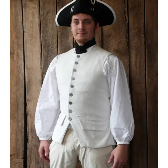 White Heavy Cotton Waistcoat - 1770's Style - Chest 50