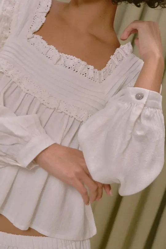 Esther Soft Linen Blouse White