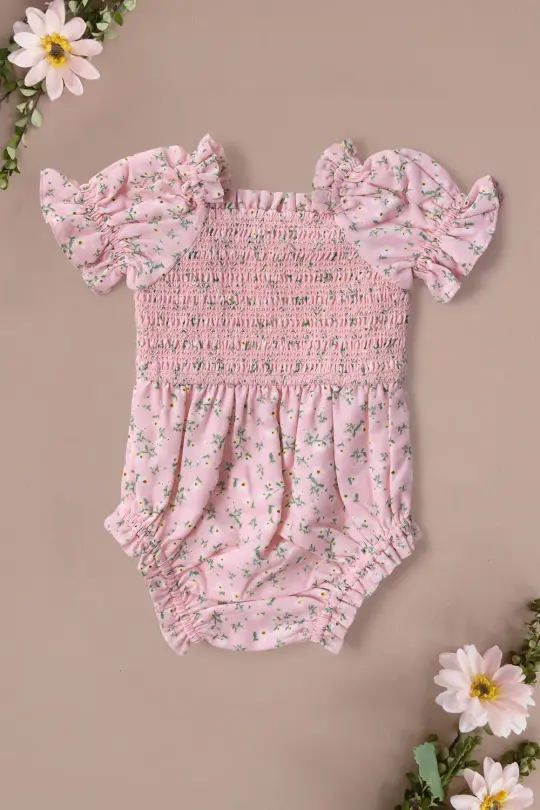 Baby Valencia Romper in Pink Ditsy Floral