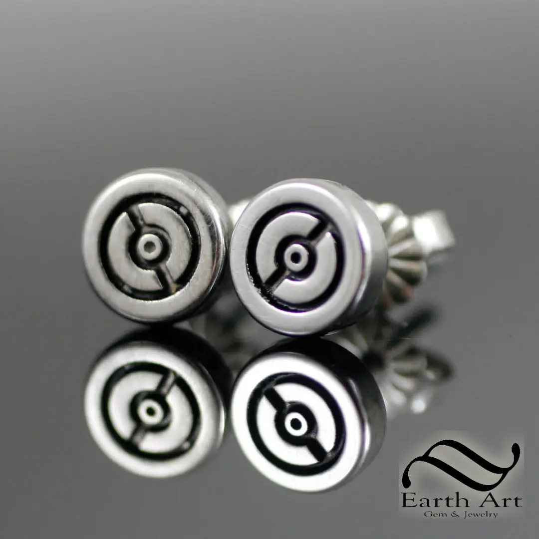Pokeball Earrings - sterling silver or 14k Gold