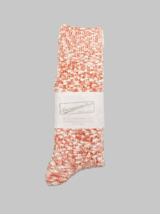 Anonymous Ism Light Weight Slub Crew Socks Teracotta