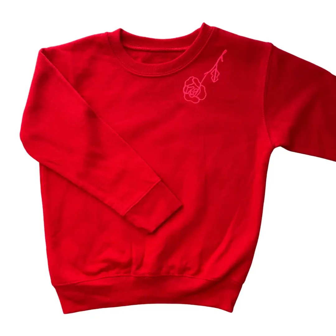 TODDLER- 4T Red Flower Crewneck