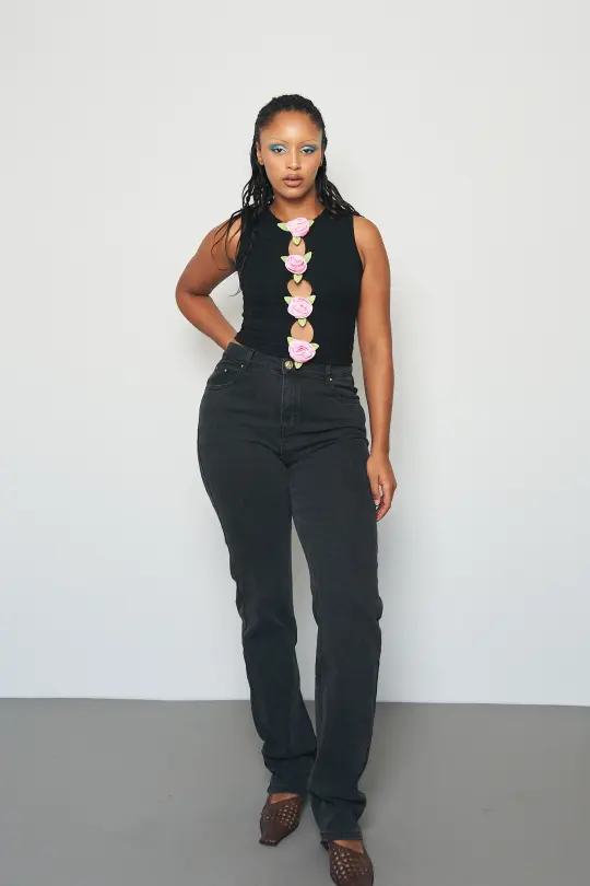 5 left - TALL Nap Jeans for Big Butts black denim