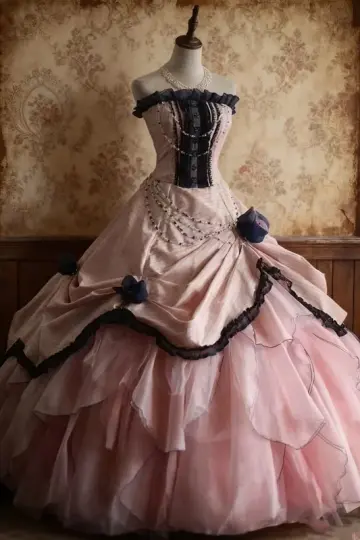 Pink strapless fitted waist elegant princess-style ball gown/bridal dress R6761
