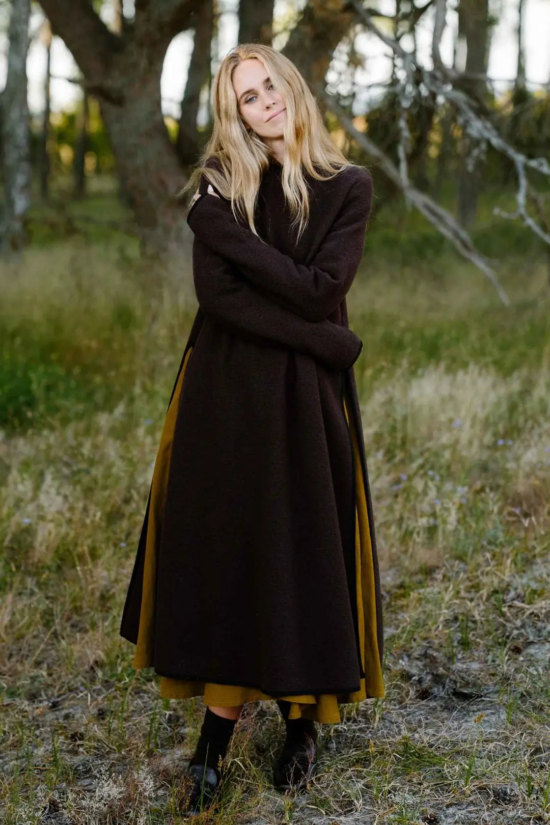 Double Slit – Virgin Wool Tunic Dress with Thumbhole Sleeves