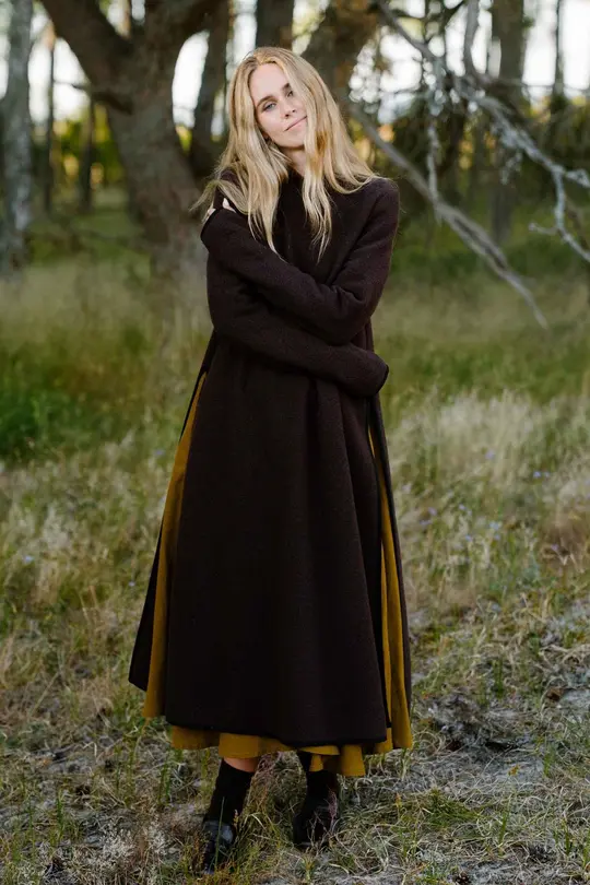 Double Slit – Virgin Wool Tunic Dress with Thumbhole Sleeves
