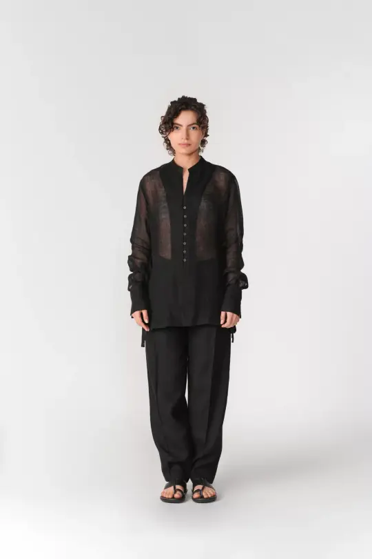 SINGLE PLEAT BARREL PANTS