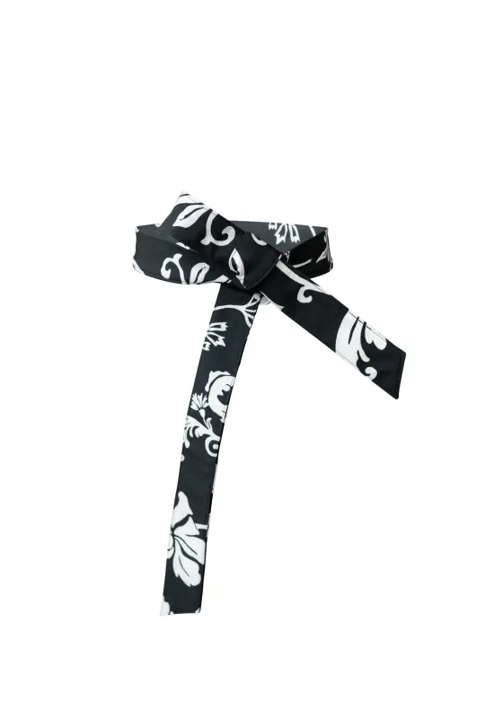 Black Belt with Off-White Floral Print | Blooming Night