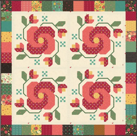 Rose In Bloom Square Size Kits in Orchard House