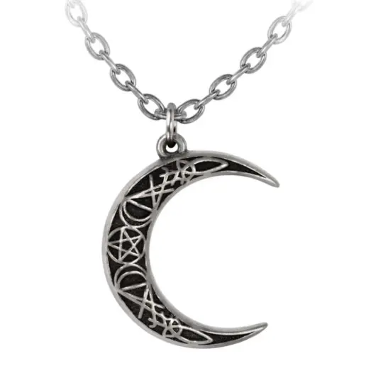 A Pact With A Prince Crescent Moon Pendant in Antiqued Pewter