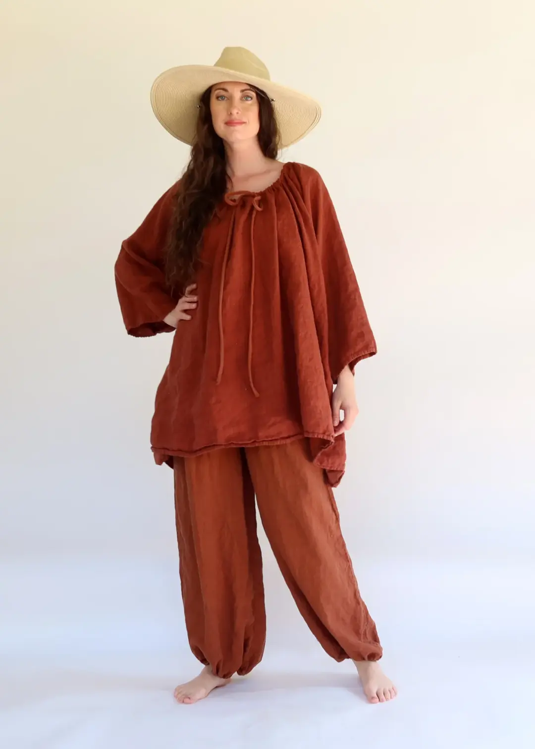 Drawstring Collar Bumble Bee Tunic Kaftan