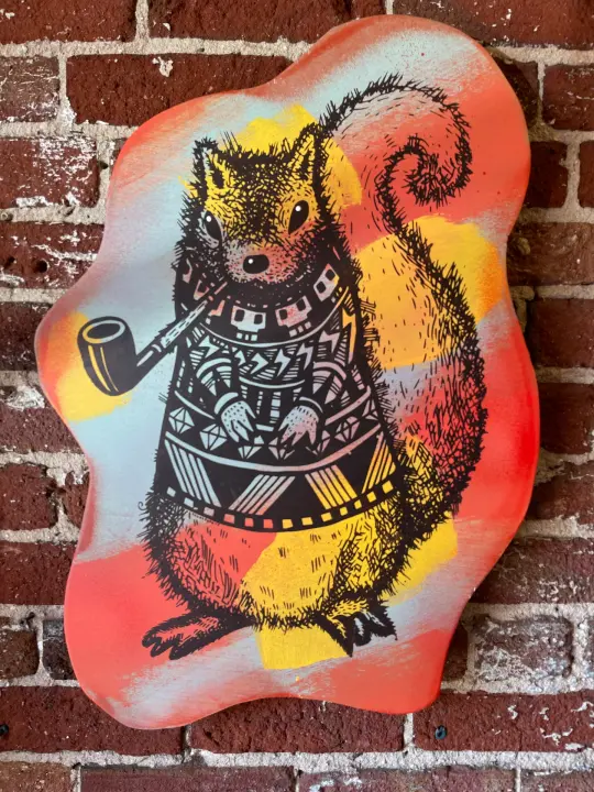 Pretentious Squirrel on Aged Plywood
