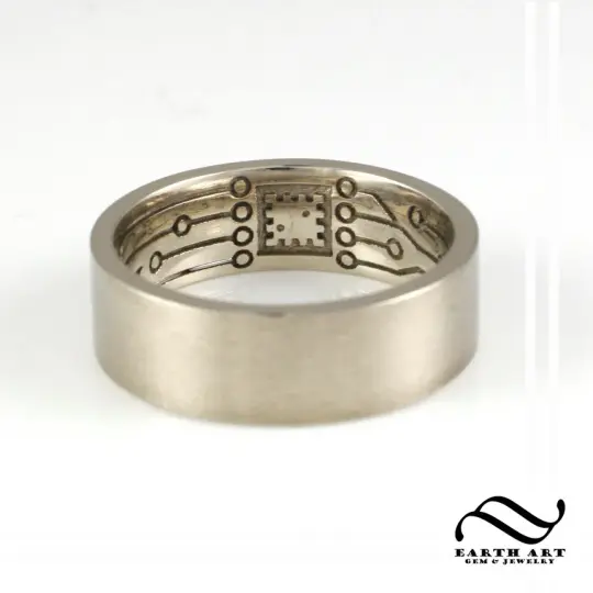 Player One Please Press Start - Wedding Band - Computer chip Design