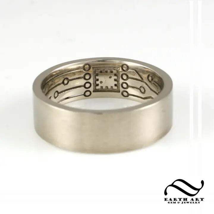 Player One Please Press Start - Wedding Band - Computer chip Design