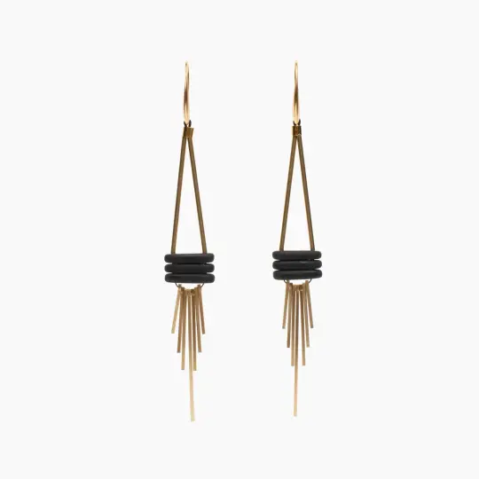 Matte Black Glass Geometric Earrings