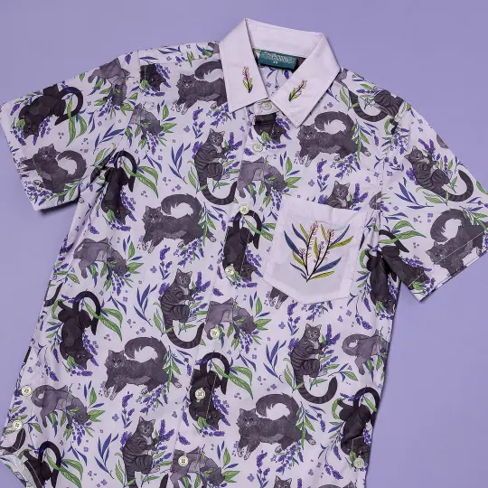 [EMBROIDERED BUTTON DOWN SHIRT] Stinky Kitties