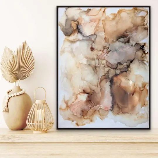 Suspended Blush | Signed Original Alcohol Ink Painting on Glass 18" x 24"