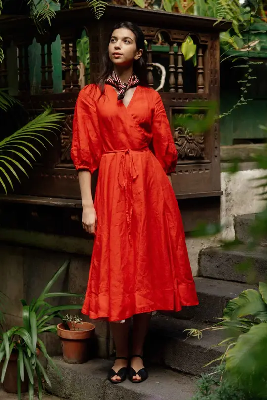 Gaia - Linen Wrap Dress