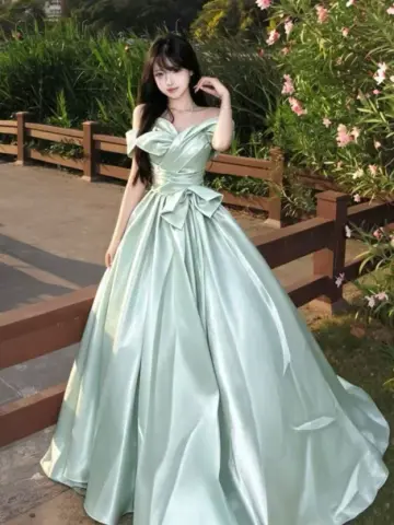 French Chic Mint Green A-Line Bateau Corset Maxi Evening Dress Quinceanera Dress RS345