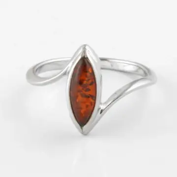Elegant Cognac Amber Marquise Ring
