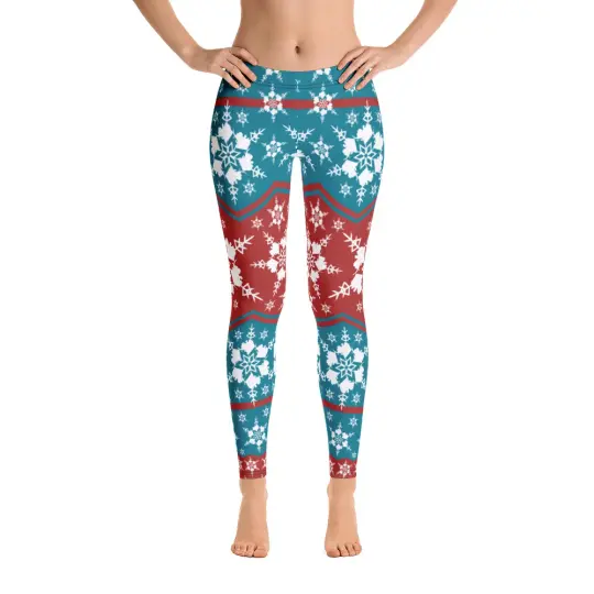 AK Snowflake Leggings - Teal/Red