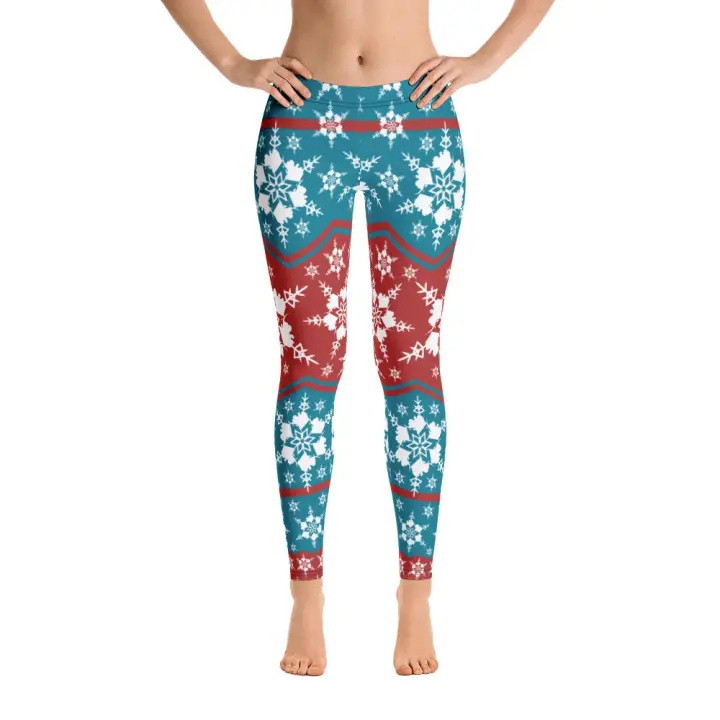 AK Snowflake Leggings - Teal/Red